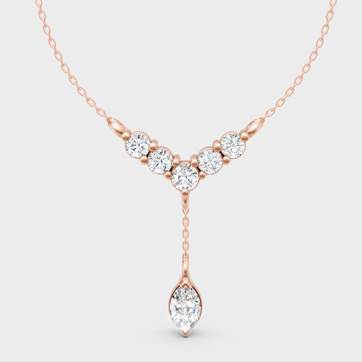 Sparkling Round Marquise Diamond Pendant Rose Gold