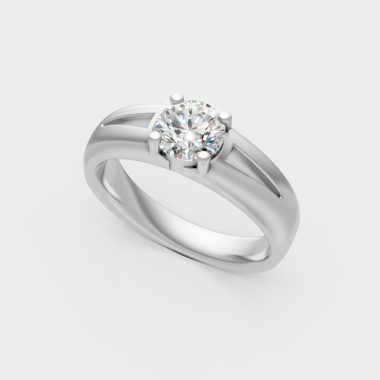 Sleek 18K White Gold Engagement Ring Featuring A 1.15Ct Round Diamond Solitaire