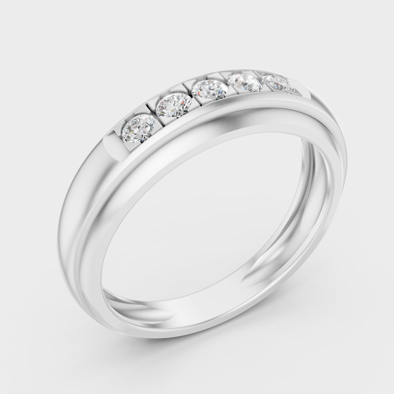 Platinum Mens Diamond Ring With Brilliant Round Cut Diamond