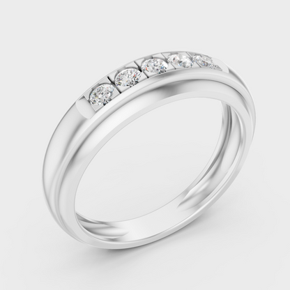 Platinum Mens Diamond Ring With Brilliant Round Cut Diamond