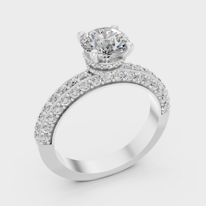 Platinum Round Cut Diamond Hidden Halo Ring Fine Jewelry