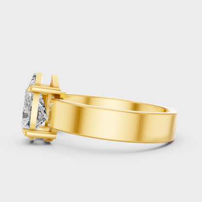 Yellow Gold Anniversary Ring With Pear And Emerald Diamonds