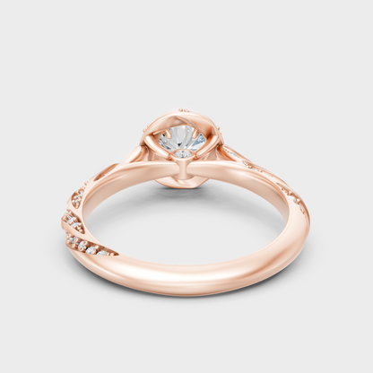 Customizable Rose Gold Round Lab Diamond Twist Halo Ring For An Ethical Bridal Choice