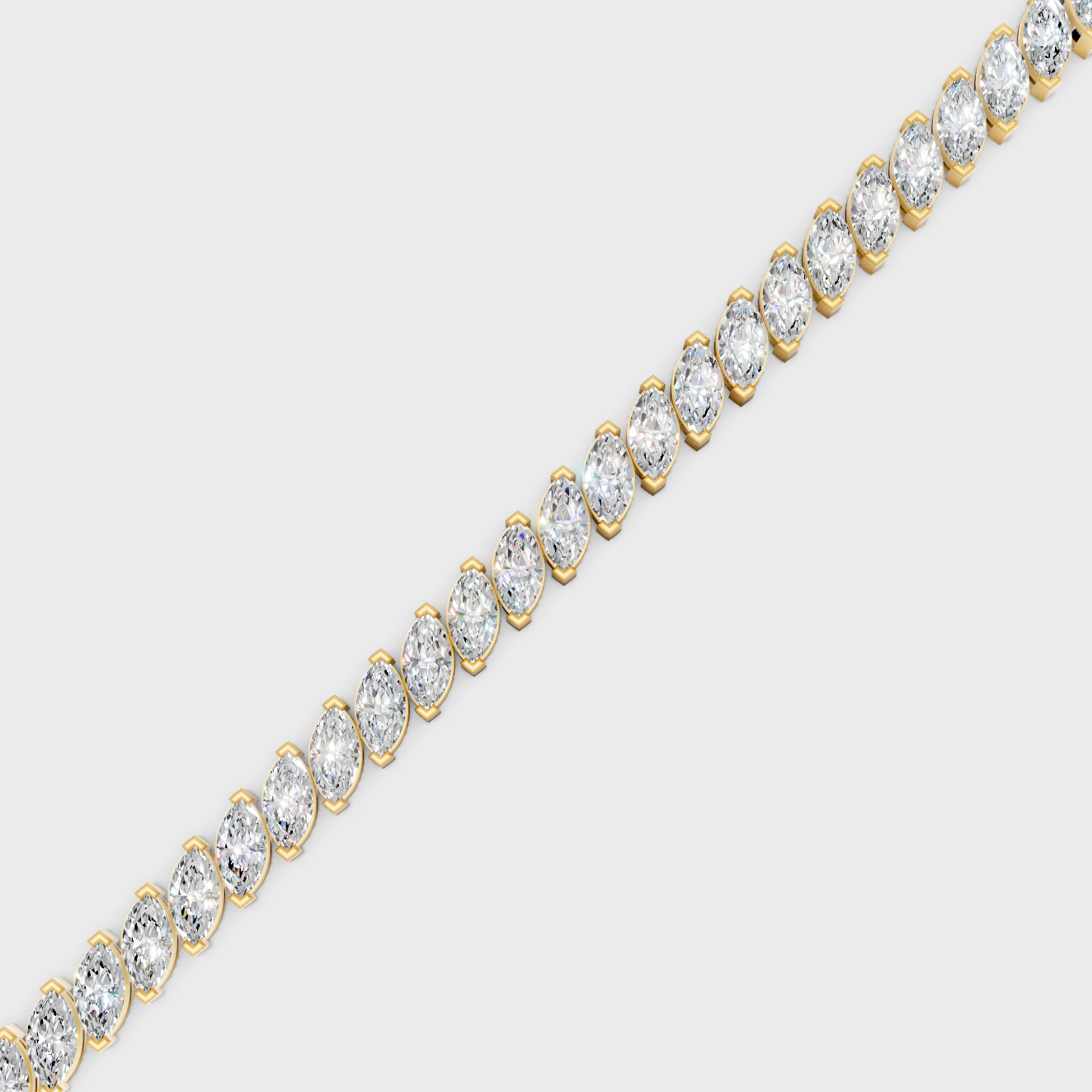 Elite Gold Bracelet with Large 12.08 Carat Marquise Diamonds