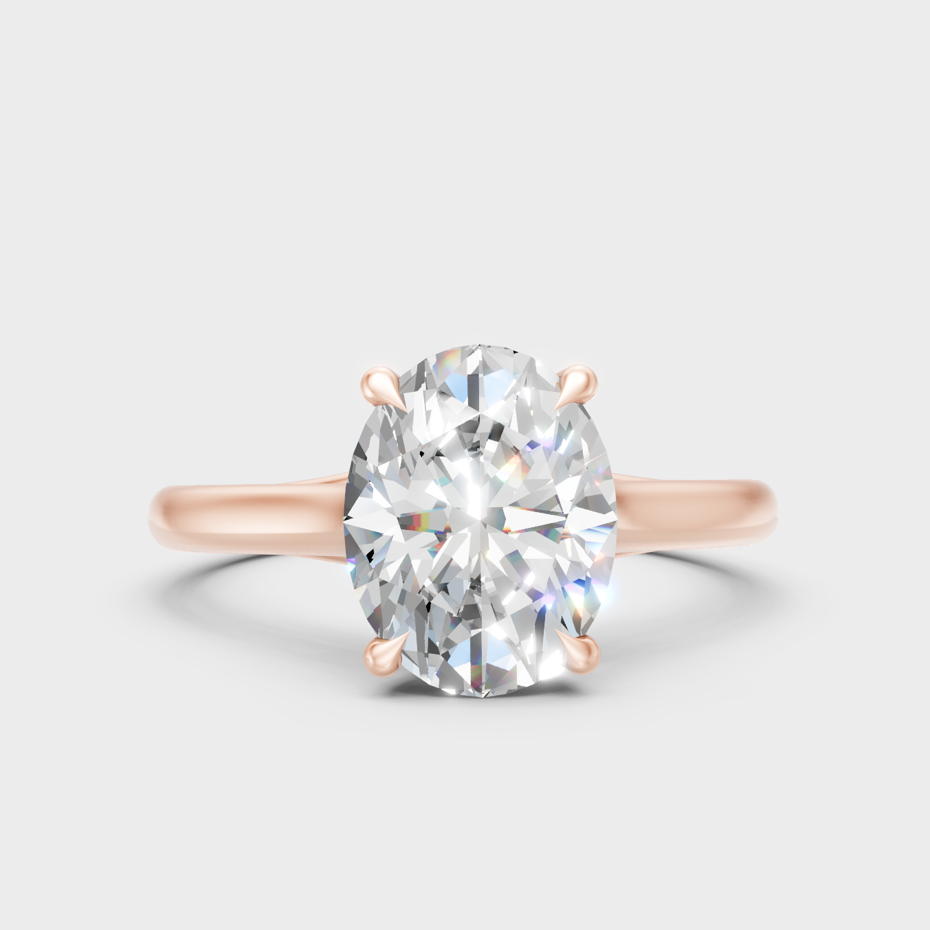 Romantic 18K Rose Gold Engagement Ring With A 1.67Ct Oval-Cut Lab Diamond