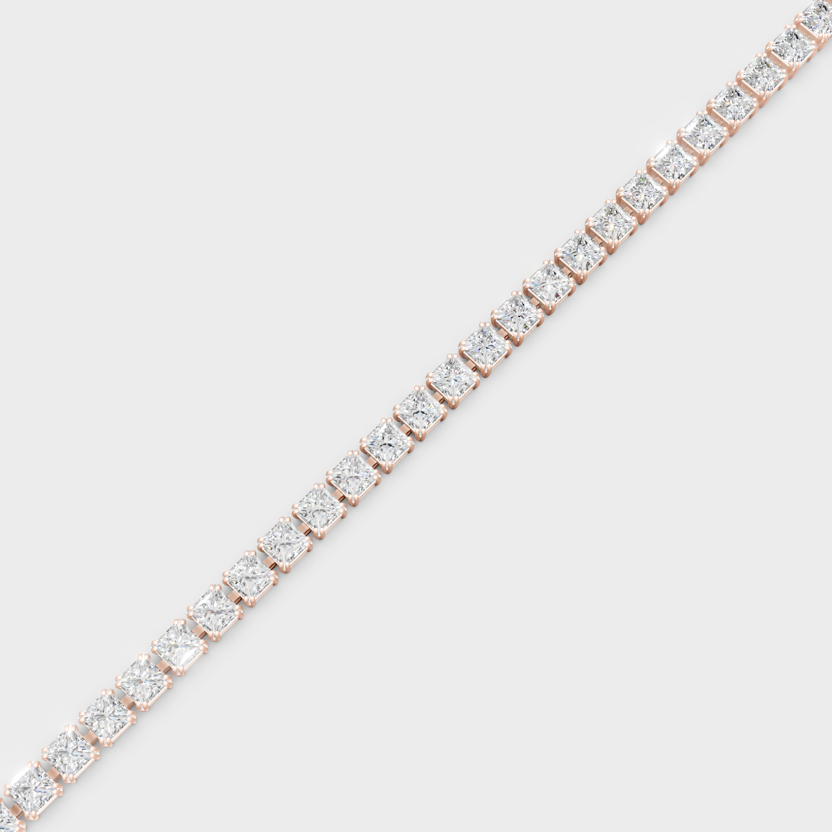 Luxury Princess Diamond Tennis Bracelet Rose Gold Jewelry