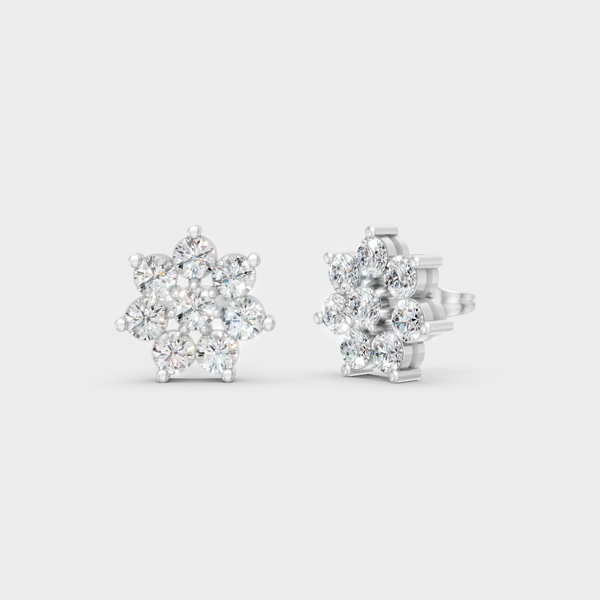 GLI IGI Certified 2.64 Ct TW Round-Cut Lab-Grown Diamond Stud Earrings In 14K White Gold