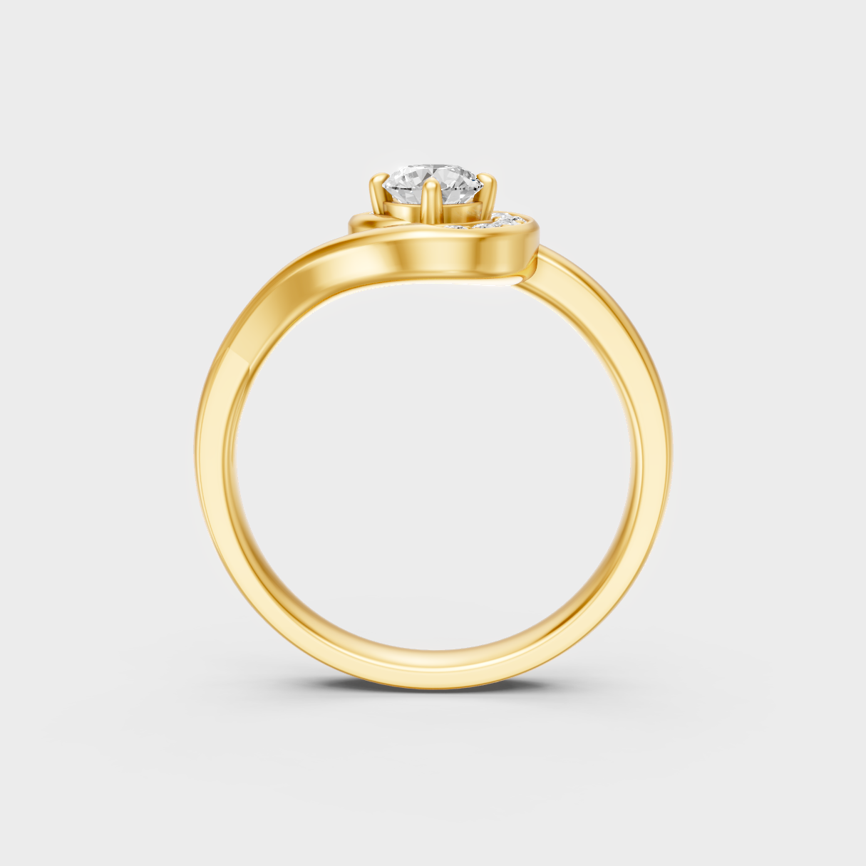 Yellow Gold Round Diamond Engagement Ring For A Minimalist And Ethical Style