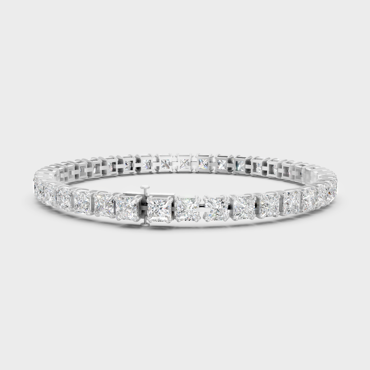 Premium Lab Diamond Bracelet Platinum Princess Cut