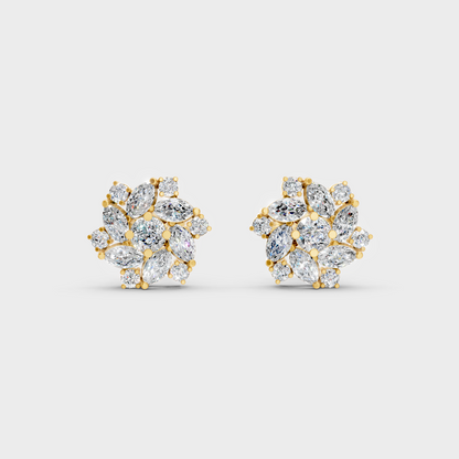 Radiant Yellow Gold Mixed-Cut Earrings With Certified 1.94 Ct Total Weight Diamonds