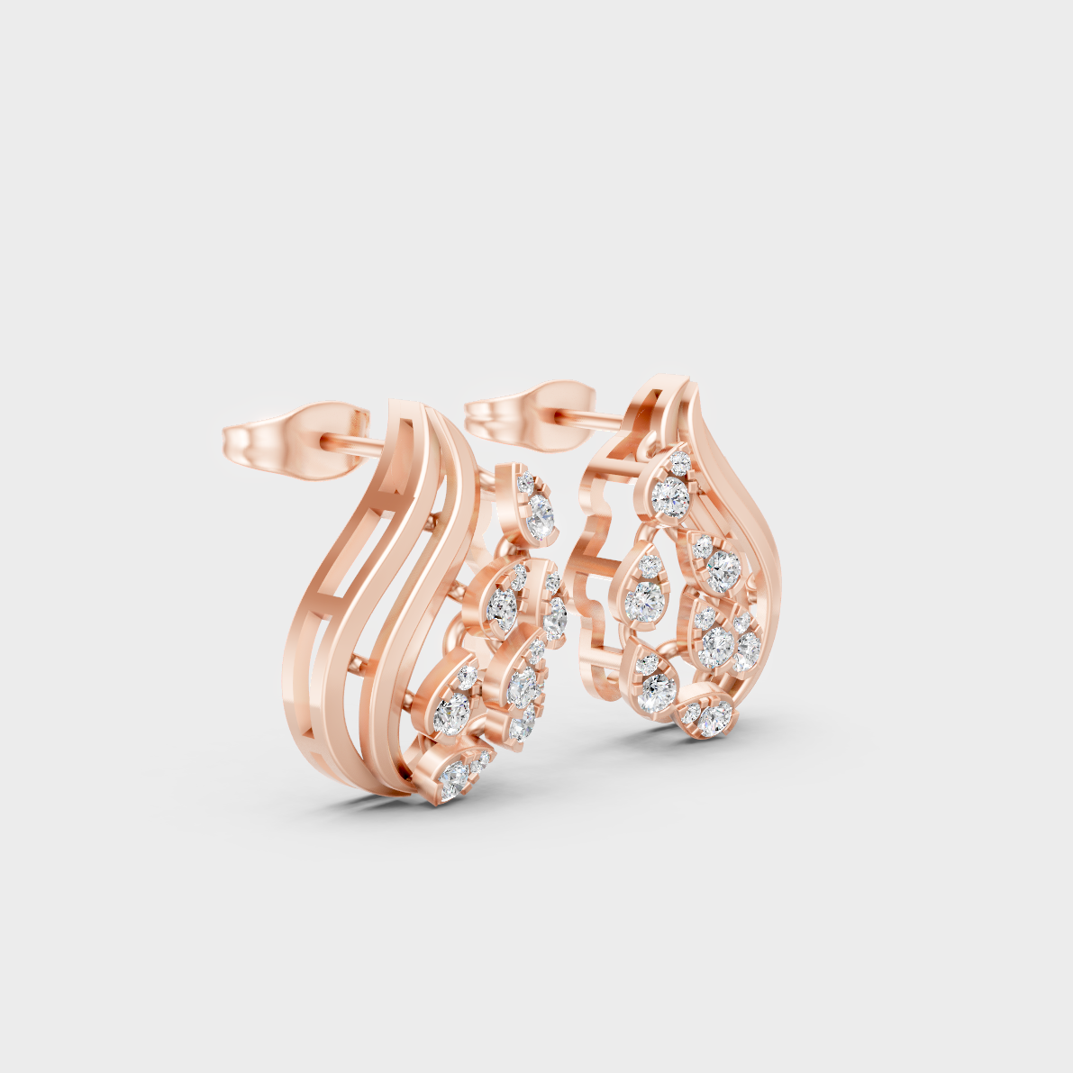  Sleek 14K Rose Gold Studs Featuring Certified 0.23 Carat Each Round Lab Diamonds