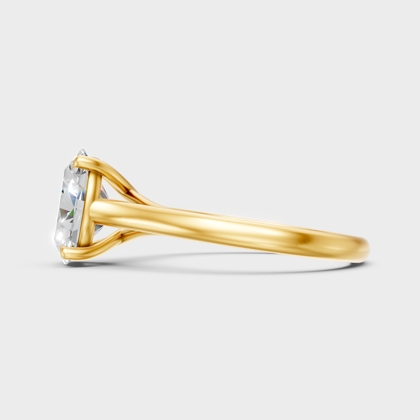 Modern 9K Yellow Gold Ring With A Brilliant Sustainable 1.67Ct Oval Lab Diamond