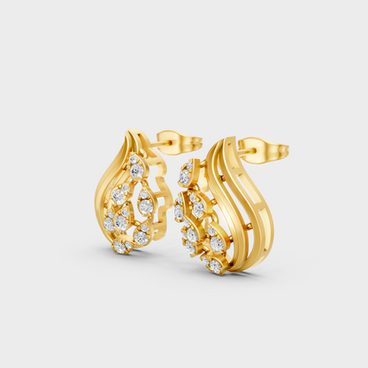 9K Yellow Gold Round-Shaped Lab-Grown Diamond Studs For Ethical Luxury