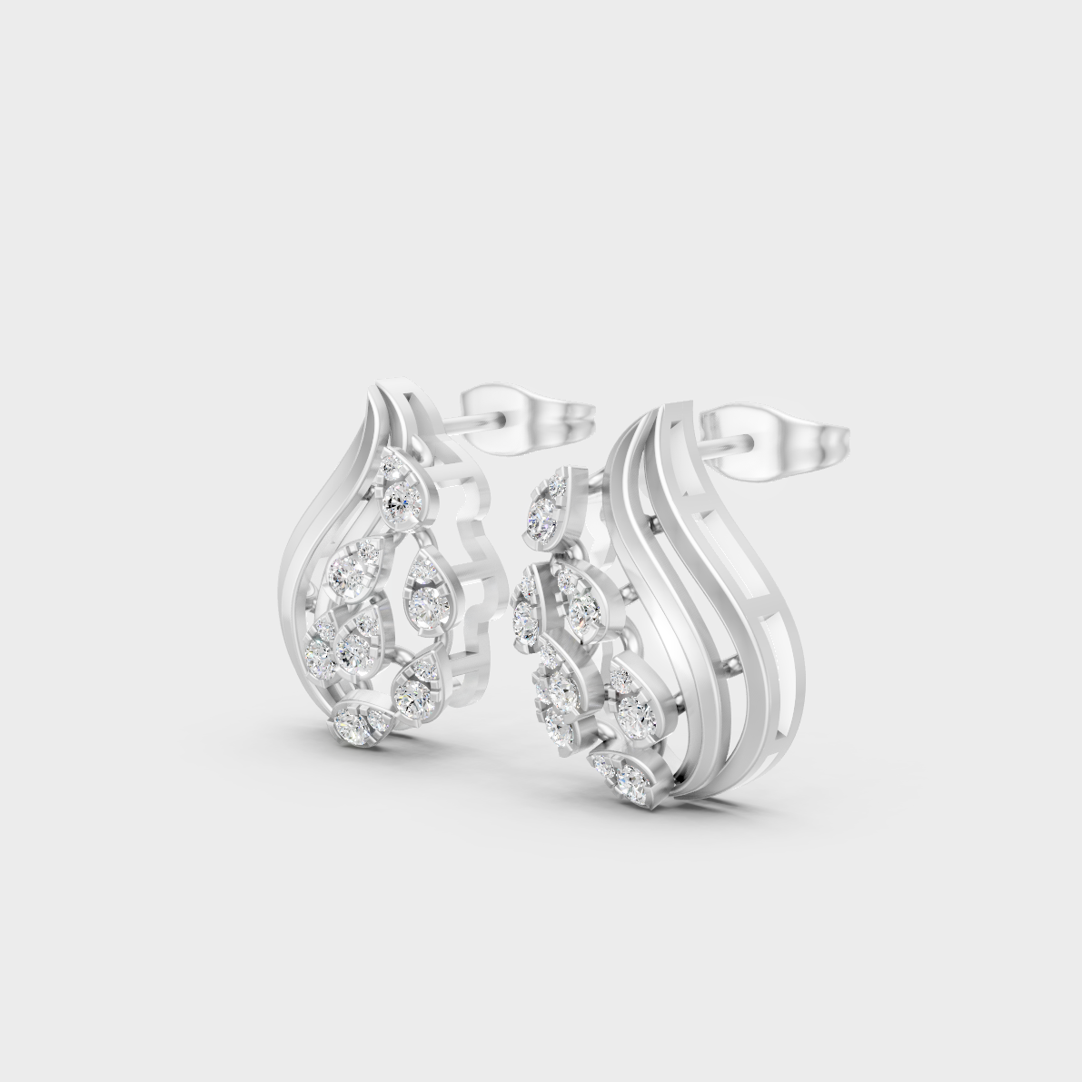9K White Gold Round-Shaped Lab-Grown Diamond Studs With Clean Minimalist Design