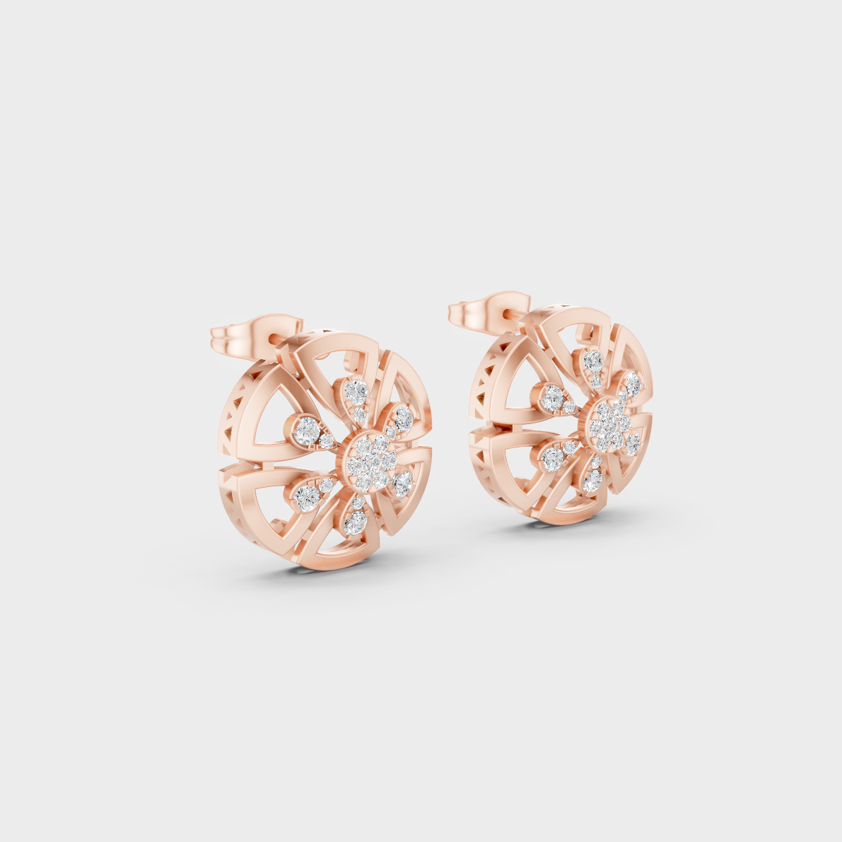Sleek 14K Rose Gold Studs Featuring Certified 0.25 Carat Each Round Lab Diamonds