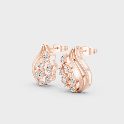 9K Rose Gold Round-Cut Lab-Grown Diamond Earrings With Hallmark Quality