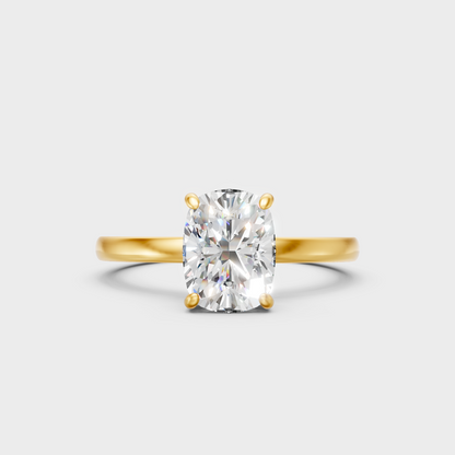 Igi Gli Certified Cushion Lab-Grown Diamond Hidden Halo Ring In 18K Yellow Gold