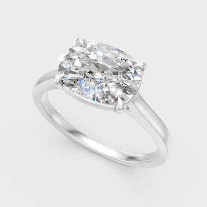 Sleek 18K White Gold Engagement Ring Featuring A 2.75Ct Cushion Lab Diamond