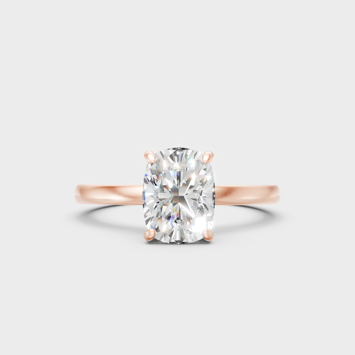 Unique Rose Gold Hidden Halo Ring Featuring An Igi Certified  Cushion Diamond