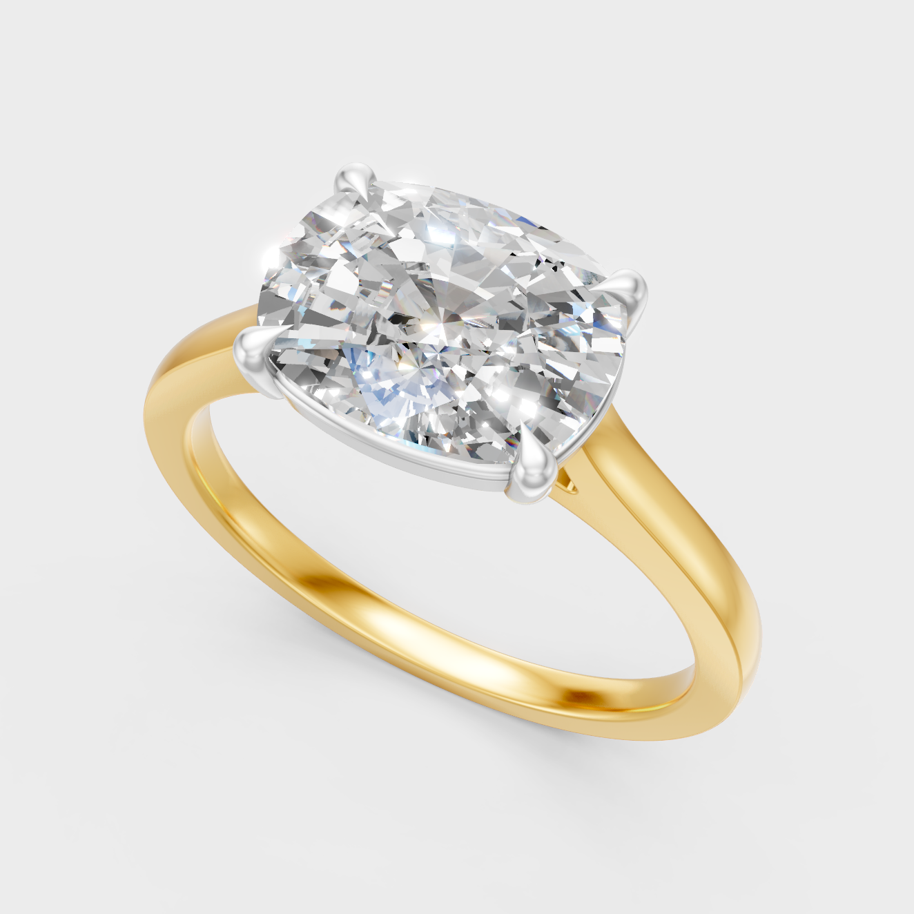 Unique Multi-Tone Gold Engagement Ring Featuring A 2.75Ct Cushion Lab Diamond