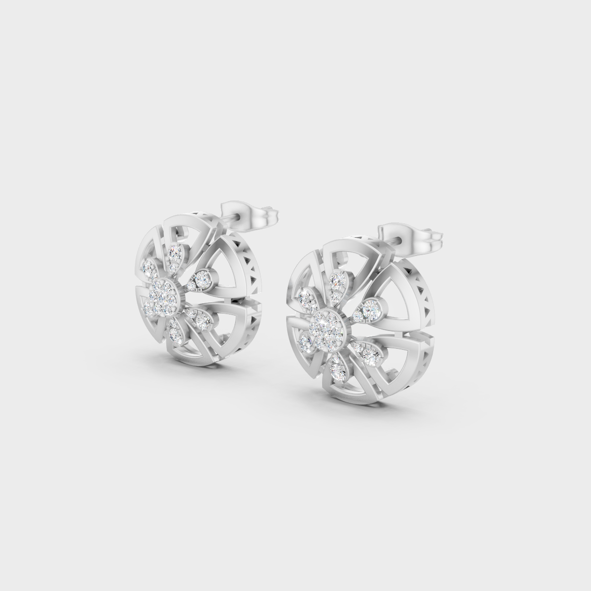 9K White Gold Round-Shaped Lab-Grown Diamond Studs With Clean Minimalist Design