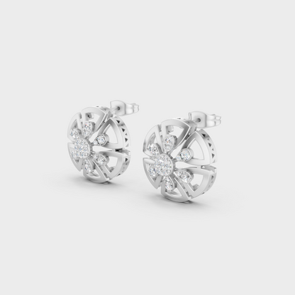 9K White Gold Round-Shaped Lab-Grown Diamond Studs With Clean Minimalist Design