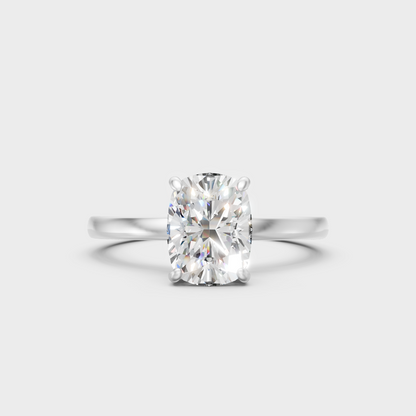 Premium 950 Platinum Cushion-Cut Lab-Grown Diamond Hidden Halo Ring