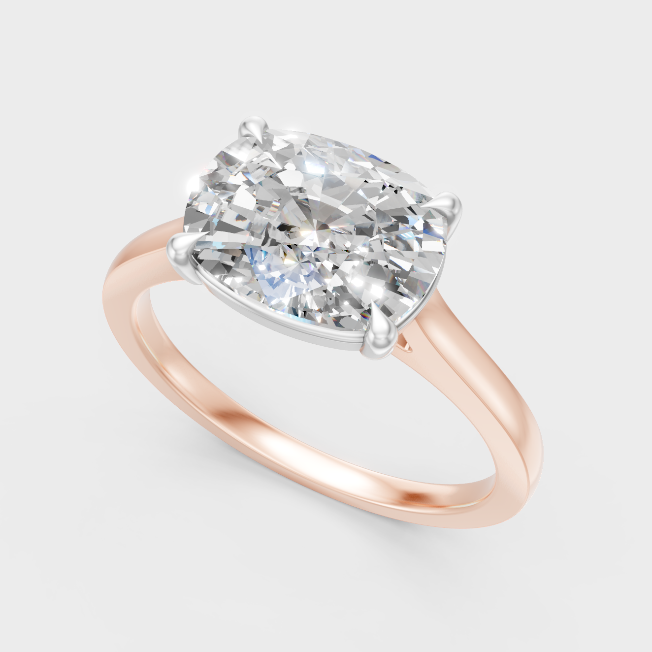 Bespoke Multi-Tone Gold Band Showcasing A Sustainable 2.75Ct Cushion Diamond.