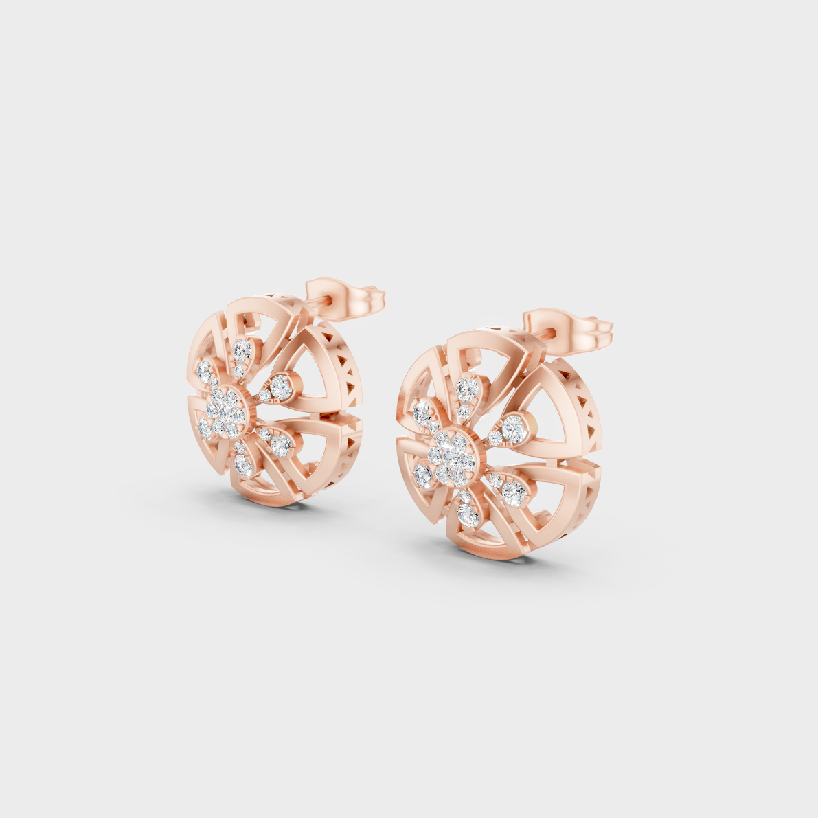 9K Rose Gold Round-Cut Lab-Grown Diamond Earrings With Hallmark Quality