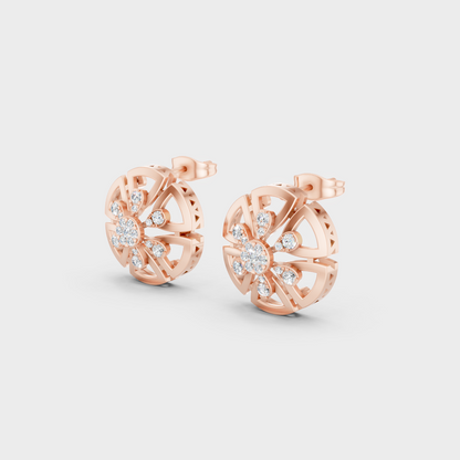 9K Rose Gold Round-Cut Lab-Grown Diamond Earrings With Hallmark Quality