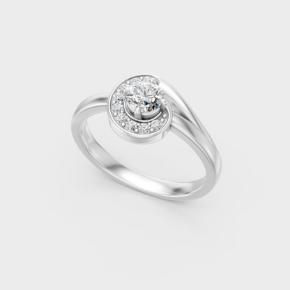 Sleek White Gold Solitaire Ring Featuring A Gli Certified Round Lab Diamond