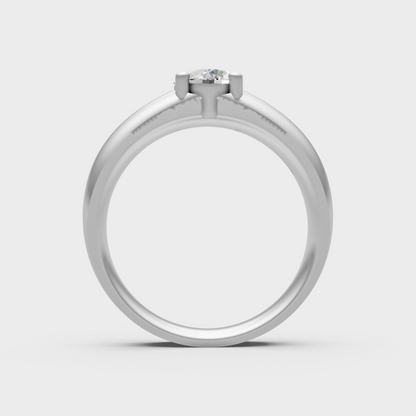  Hallmarked 14K White Gold Ring With 1.15Ct Brilliant Round Lab Diamond Detail