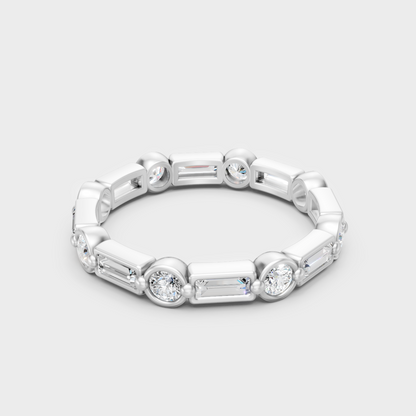  9K White Gold Alternating Lab-Grown Diamond Band With High-Brilliance Finish