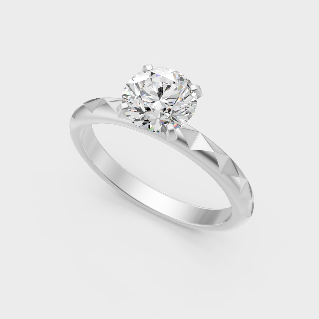 Sleek White Gold Solitaire Ring Featuring A Igi Certified  Round Lab Diamond