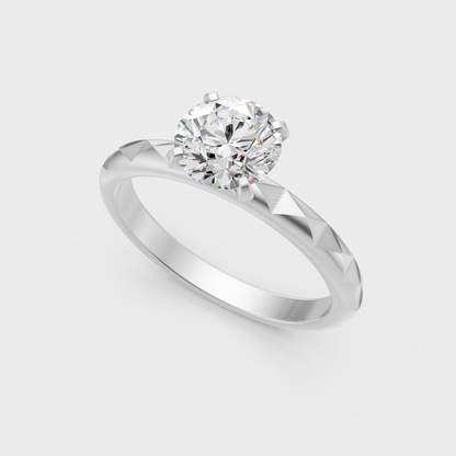 Sleek White Gold Solitaire Ring Featuring A Igi Certified  Round Lab Diamond