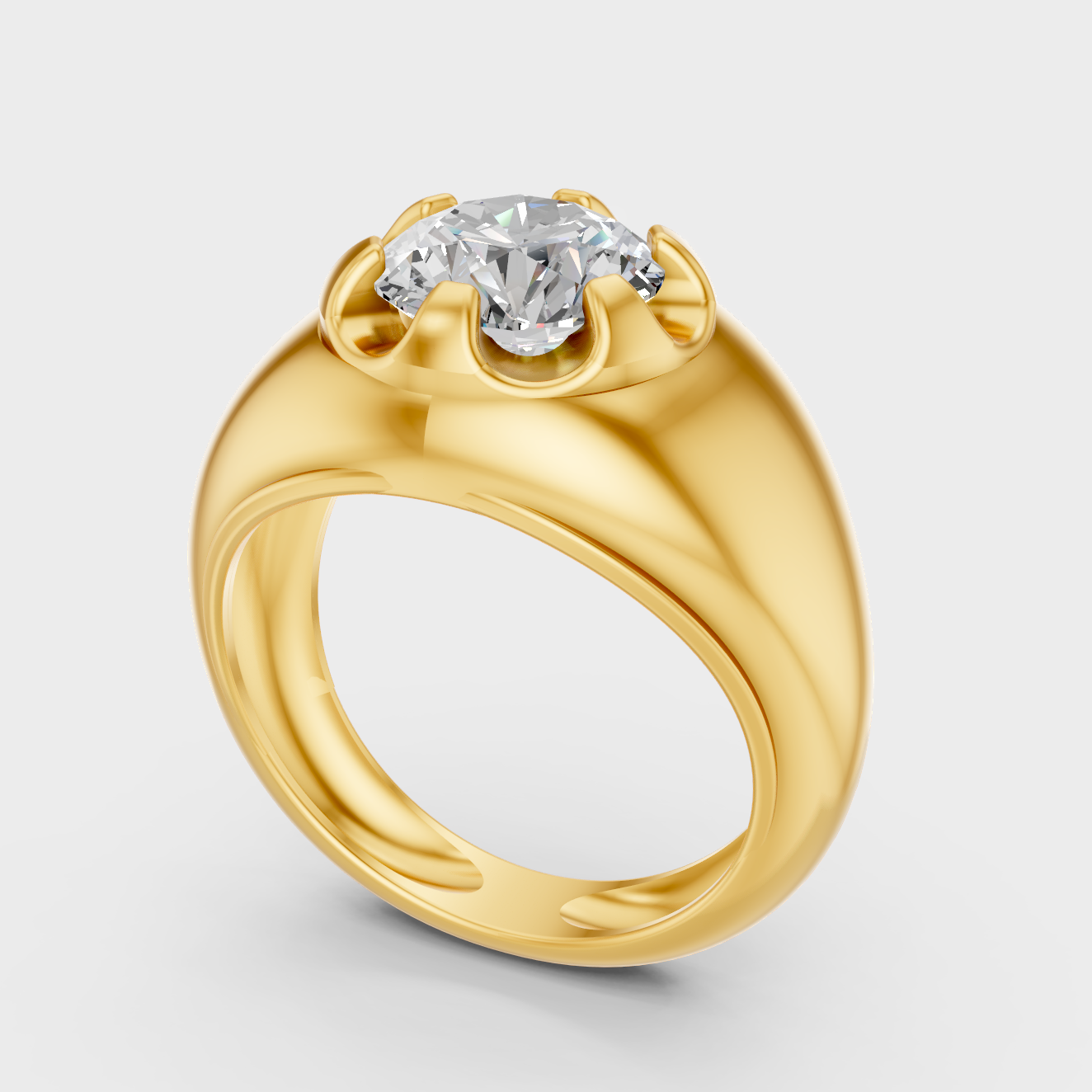 Designer Mens Diamond Ring In Yellow Gold