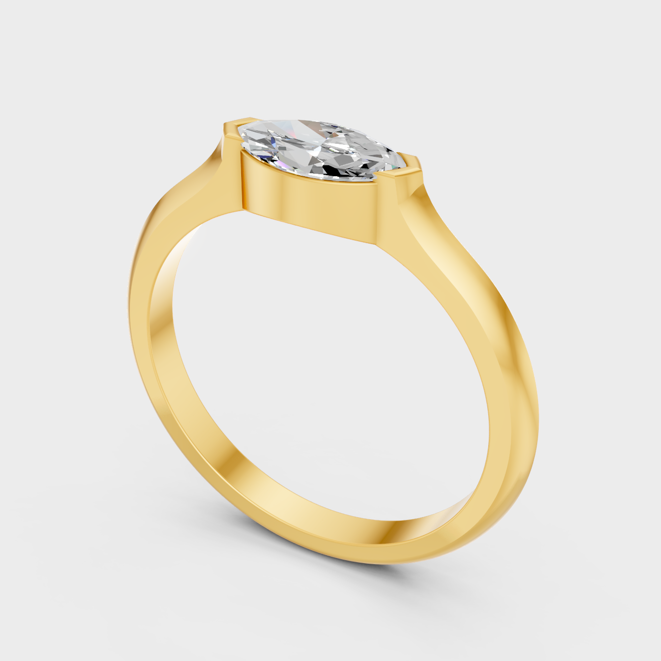 Designer Marquise Diamond Ring In Yellow Gold