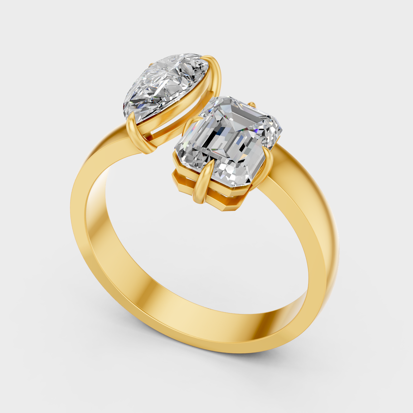 Contemporary Toi Et Moi Diamond Ring In Yellow Gold