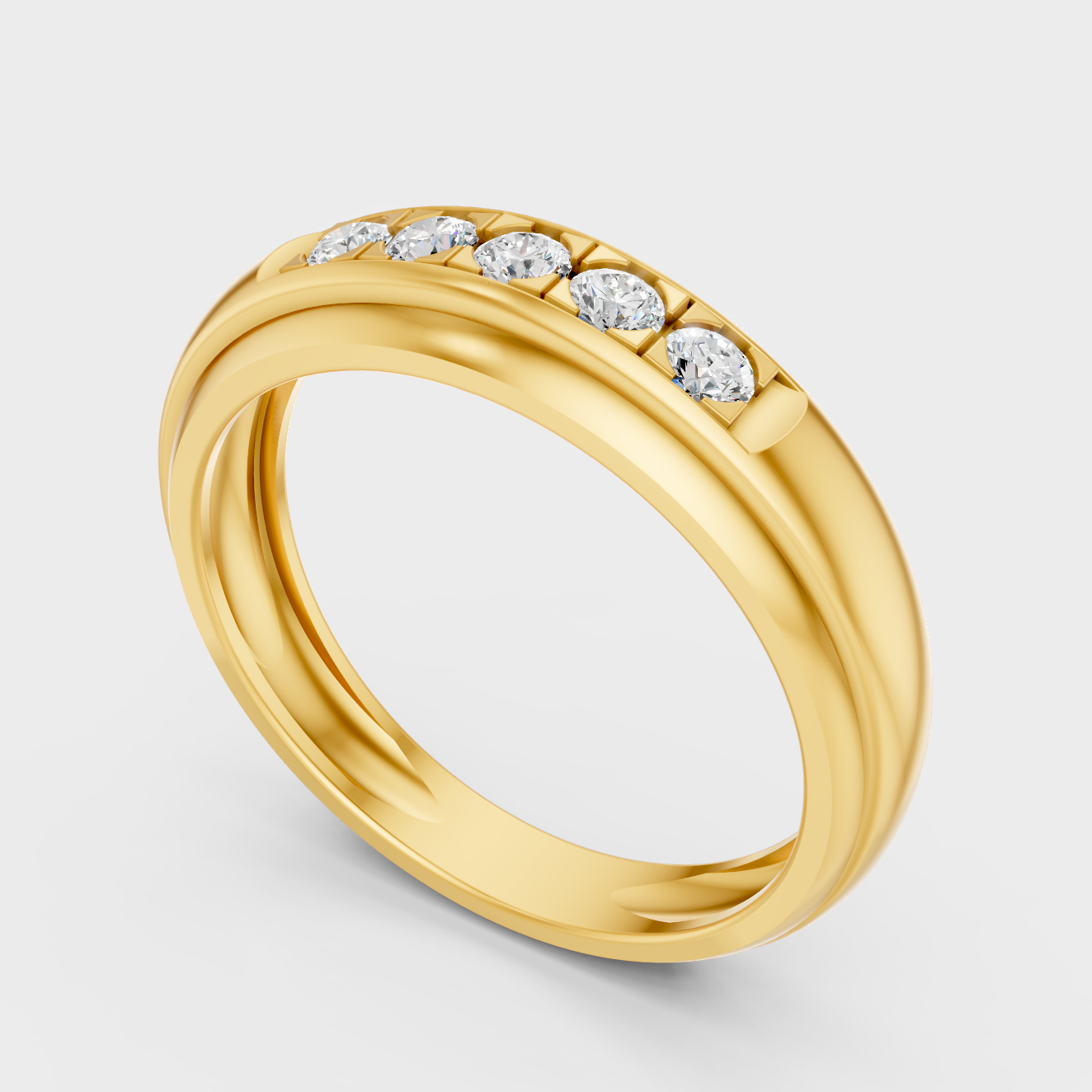 Designer Mens Diamond Ring In Yellow Gold