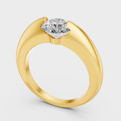 Designer Round Diamond Ring In Yellow Gold