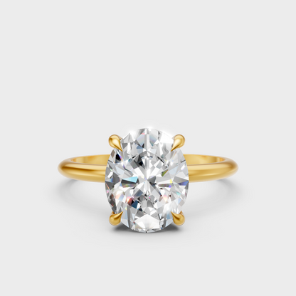 Certified 2.59 Carat Oval-Cut Lab-Grown Diamond Hidden Halo Ring In 18K Yellow Gold