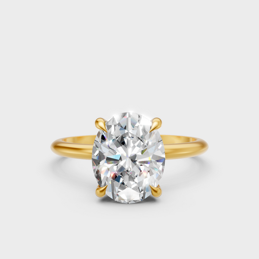Certified 2.59 Carat Oval-Cut Lab-Grown Diamond Hidden Halo Ring In 18K Yellow Gold