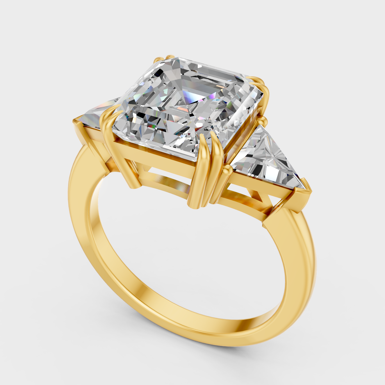 Couture Square Emerald Diamond Ring In Yellow Gold