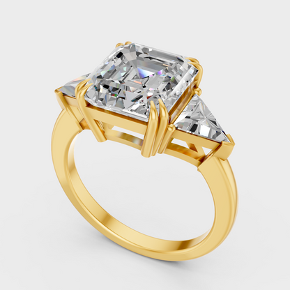 Couture Square Emerald Diamond Ring In Yellow Gold