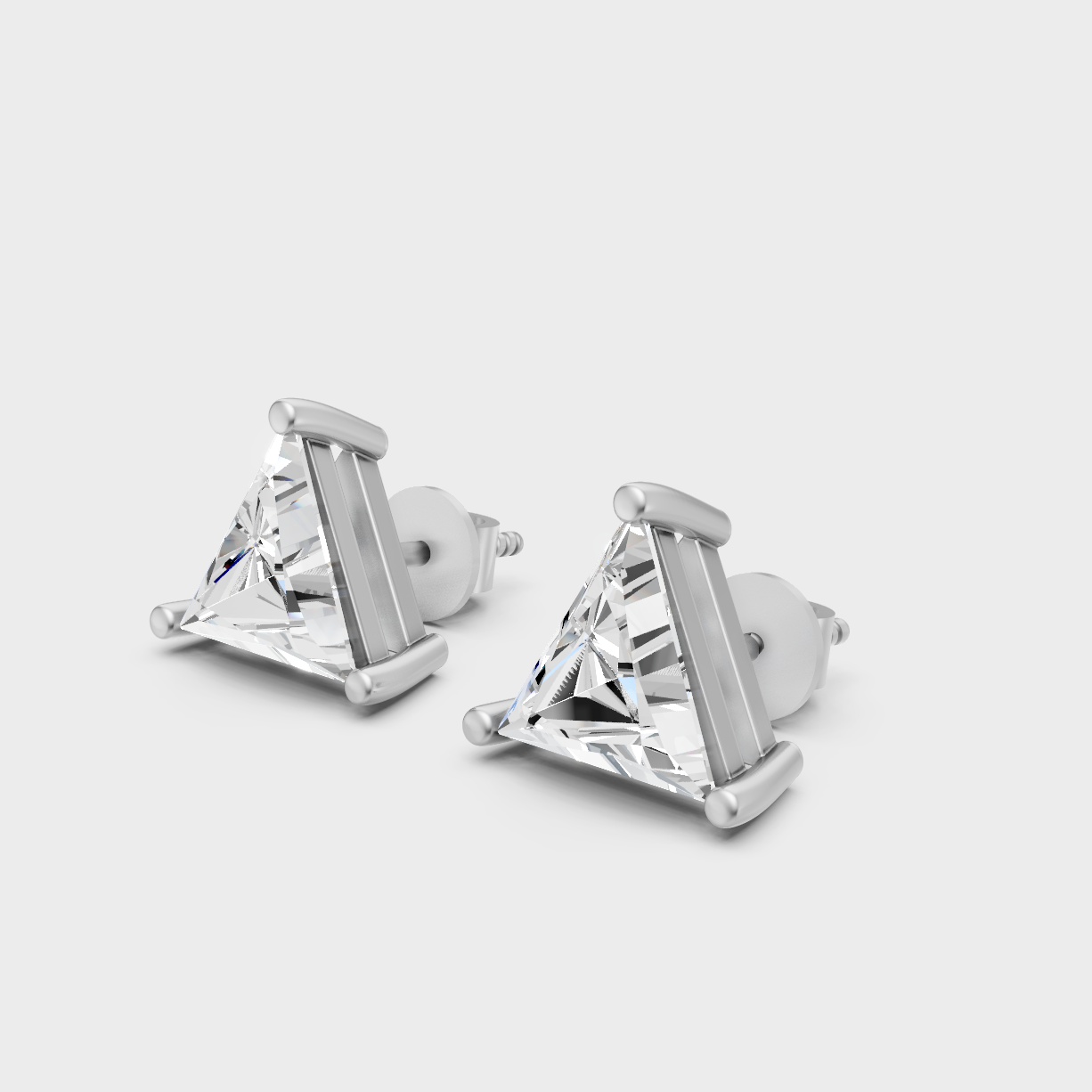 Luxury Triangle Cut Diamond Earrings White Gold