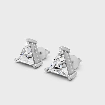 Luxury Triangle Cut Diamond Earrings White Gold
