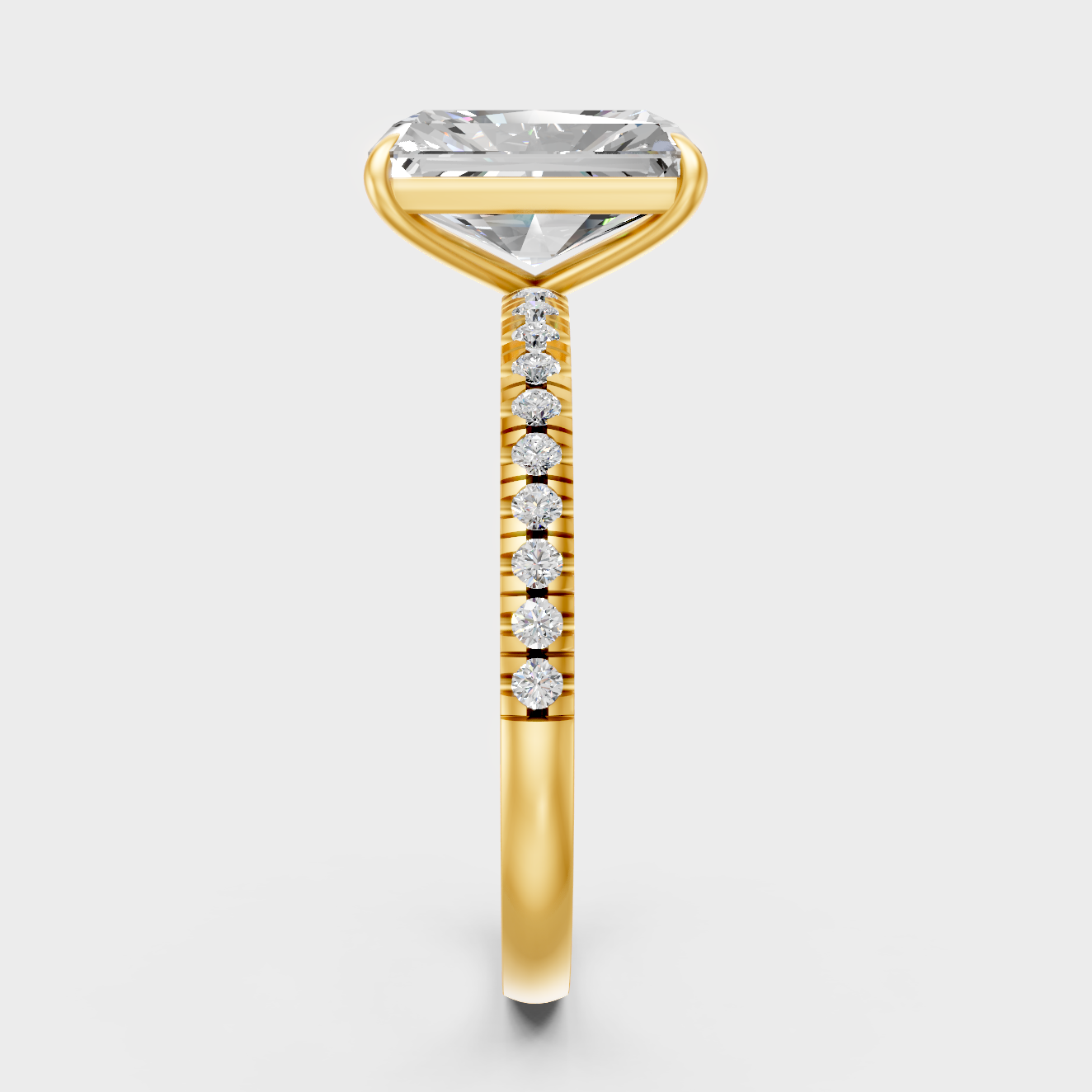 Yellow Gold Radiant Anniversary Ring For Women