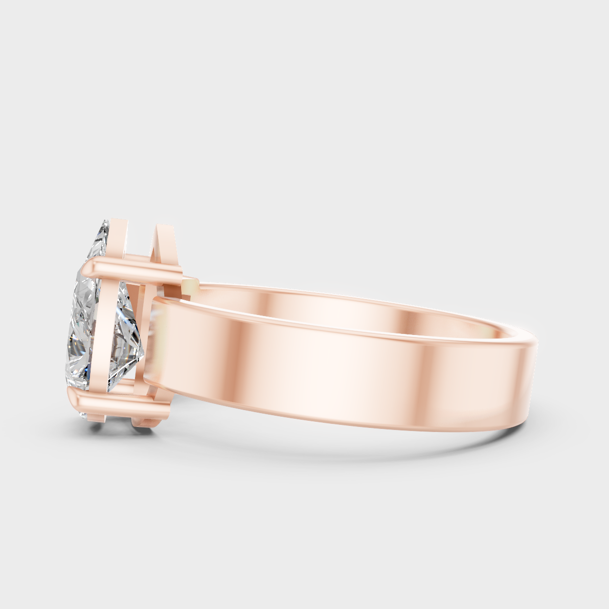 Designer Two Stone Ring In Rose Gold With Mixed Shape Diamonds