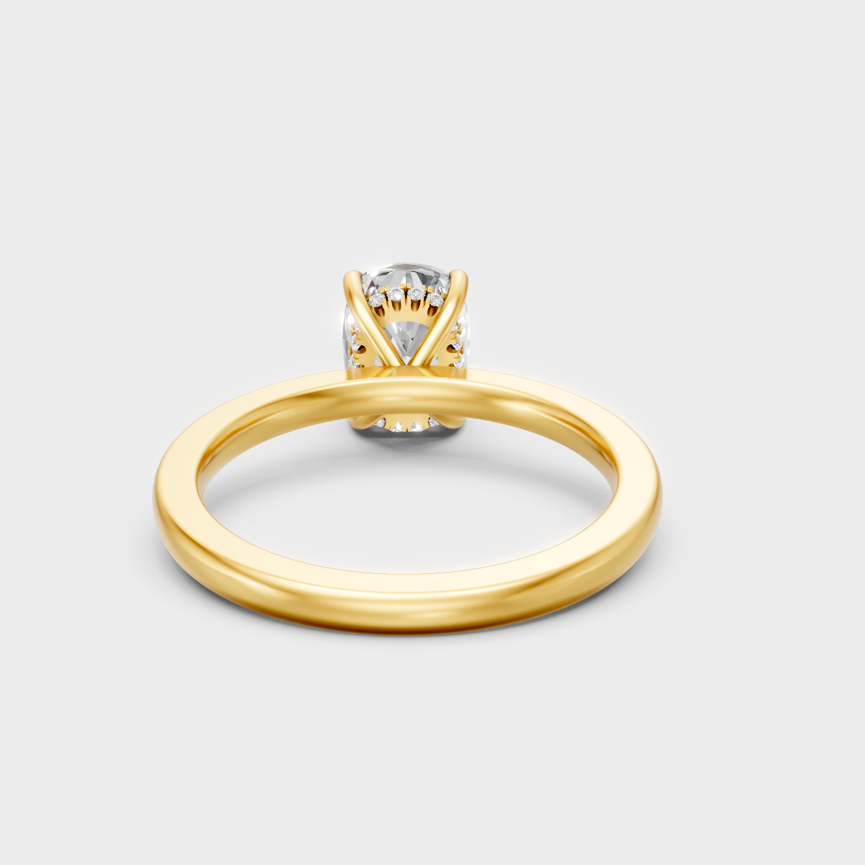 Yellow Gold Cushion Diamond Hidden Halo Engagement Ring For Ethical Luxury
