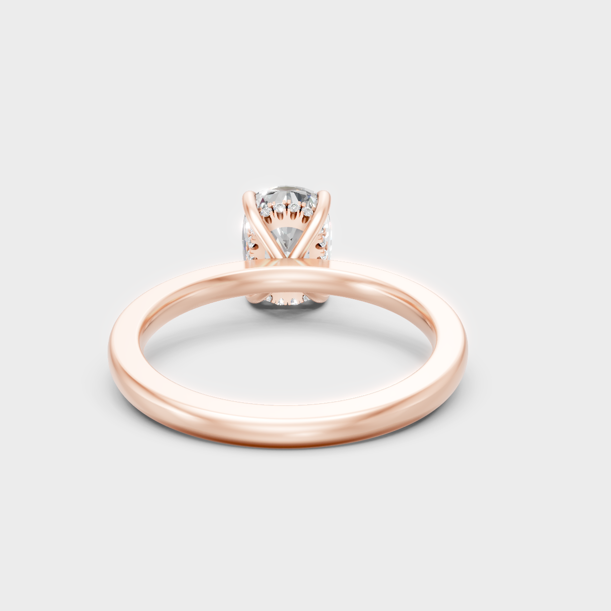 Blush Rose Gold Ring With Hallmarked Cushion Lab-Grown Diamond Detail
